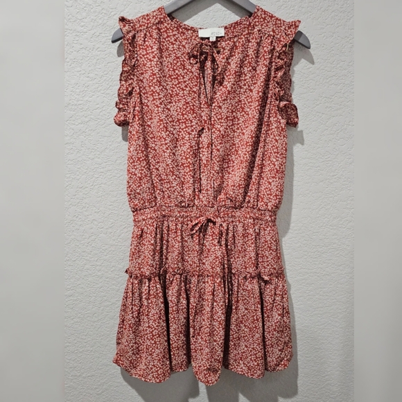 Anthropolgie PINCH Rust Ruffled Floral Mini Dress - Picture 4 of 8